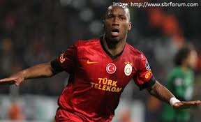 Didier Drogba celebrating his first goal for Galatasaray
